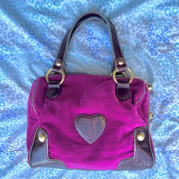 Vintage Purple Juicy Couture Purse Handbag Satchel Bag Y2K Velour Mcbling - Picture 4 of 11